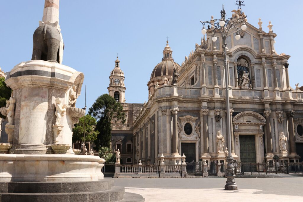 Explore the remarkable architecture of Catania's iconic cathedral in Sicily, showcasing ancient cultural heritage.